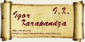 Igor Karapandža vizit kartica
